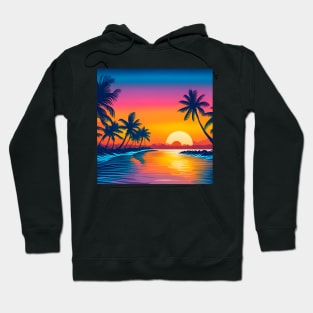 80s Style  Beautiful Sunset Retro Vintage Travel Artwork Hoodie